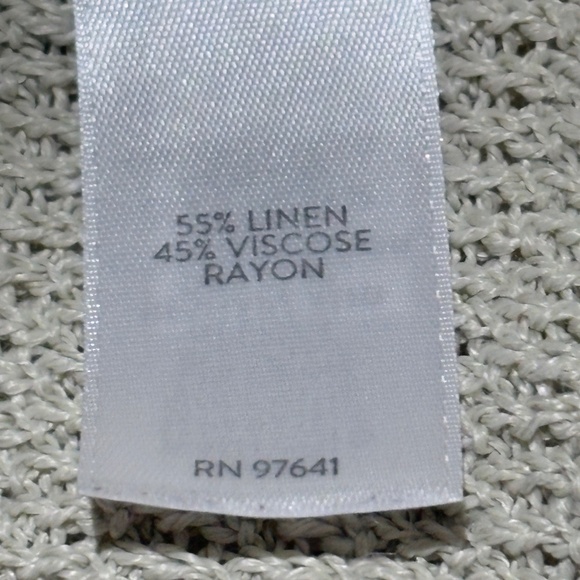 J. Jill Womens Linen Open Knit Cardigan Sweater Sz L Beachy Coastal Open Front - Picture 8 of 12